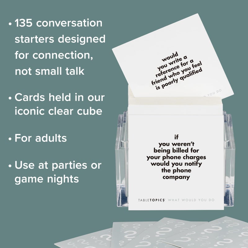 TableTopics What Would You Do Question Card Game - 135 Provocative Conversation Starter Cards for Parties with Adult Friends, Spark Lively Debates about Sticky Situations, Icebreaker Game - Image 3
